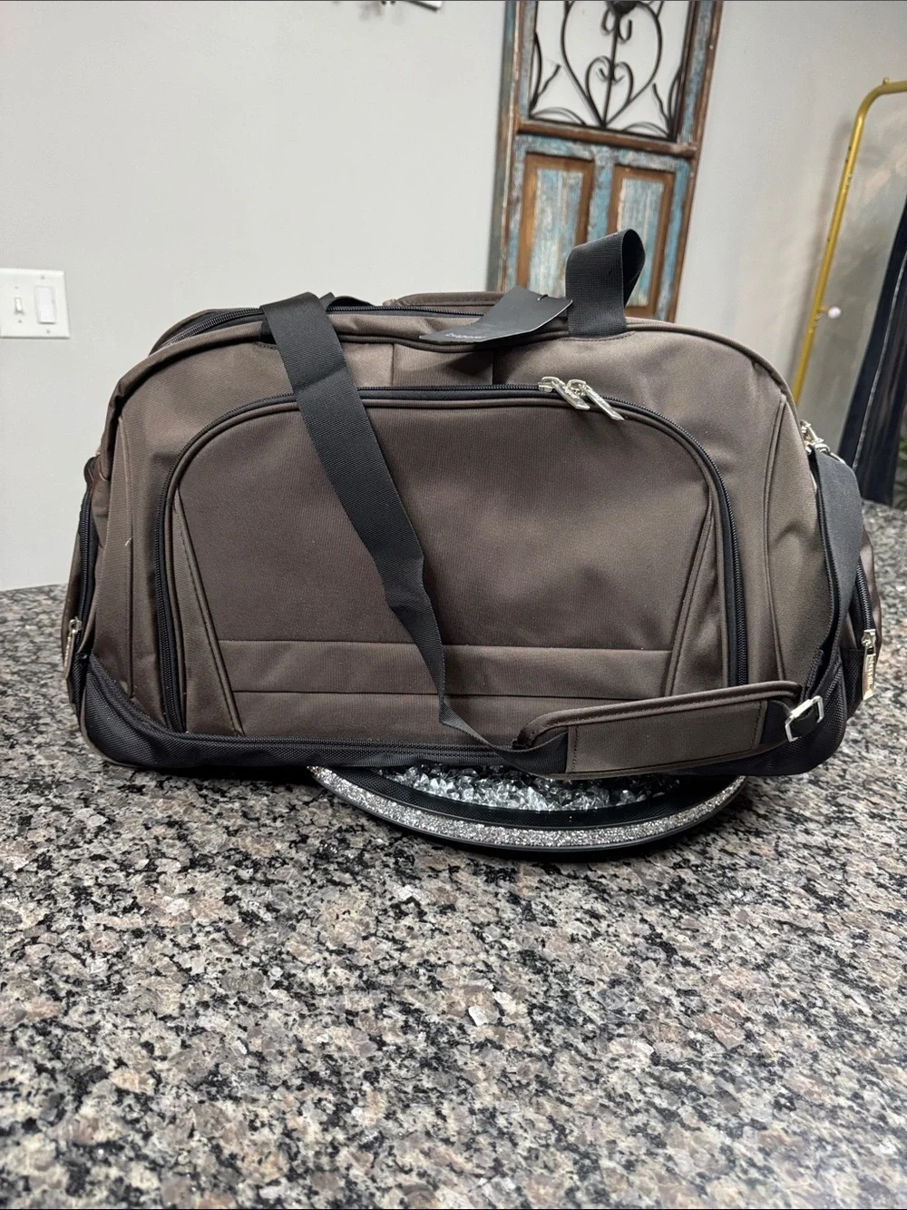 Bugatti Brown and Black Travel Duffel Bag with Shoulder Strap NWT